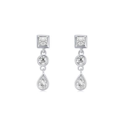 China Other S925 Sterling Silver micro set diamond dangle earrings for women exquisite style lightweight luxury high-grade Korean earrings for sale