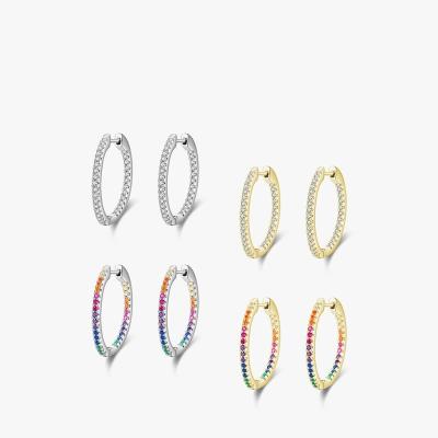 China Zircon European and American luxury women s 925 stud earrings colorful silver rainbow of INS fashion light temperament earrings inlaid elegant for sale