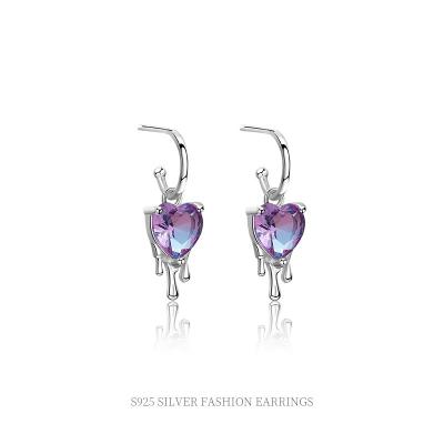 China Drop Design 925 Sterling Silver Minority Tourmaline Zircon Zircon Dissolving Earrings Female Statistical Earrings In Stock for sale