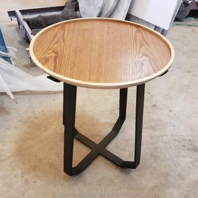 China Modular 2023 Most Popular Metal Edge Side Leg Ash Solid Wood Table for sale