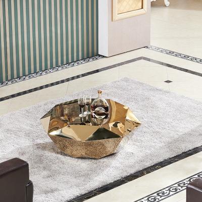 China Convertible Luxurious Gold Plated Coffee Table For Hotel Lobby for sale