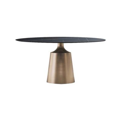 China Modern agglomerated stone top pvd plated stainless steel low dining table for sale