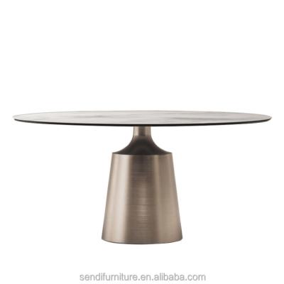 China Modern Stainless Steel Marble Top Low Dining Table for sale