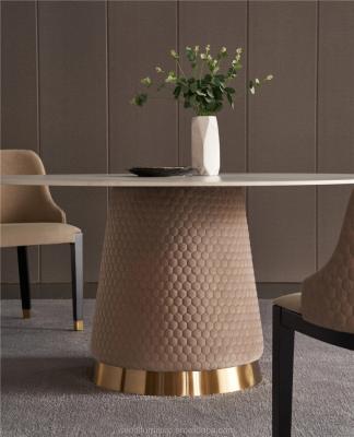 China Luxury Style Marble Top Comfortable Leather Dining Table Cover Factory Directly for sale