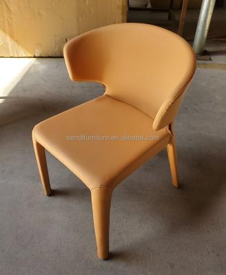 China Modern PU Injection Leather Solid Steel Foam Dining Chair for sale