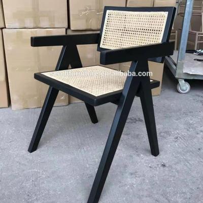 China Modern Modern Wood Frame Black Ash Style Rattan Coated Chair for sale