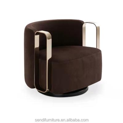 China Contemporary Stainless Armrest Velvet Fabric Lounge Chair for sale