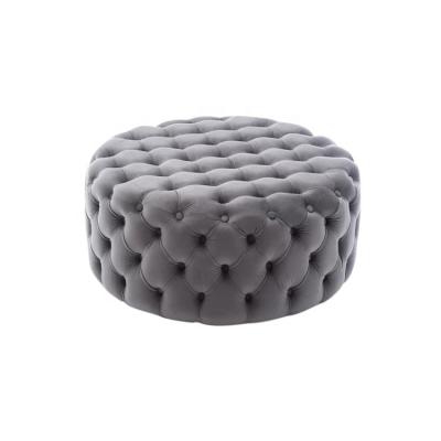 China Confortable Style Fire Proof Foam Luxury Gold Plated Fabric Stool for sale