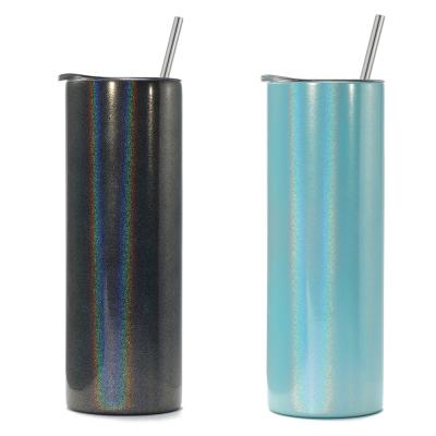 China 600ml Stainless Steel Double Wall Reusable Lean Slim Travel Customized Sublimation Tumbler Viable Glitter for sale