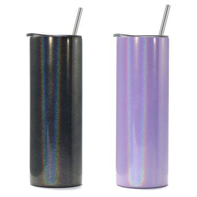 China Viable Insulated Reusable Double Walled Stainless Steel Glitter Vacuum Blank Sublimation Mug With Lid And Straw for sale