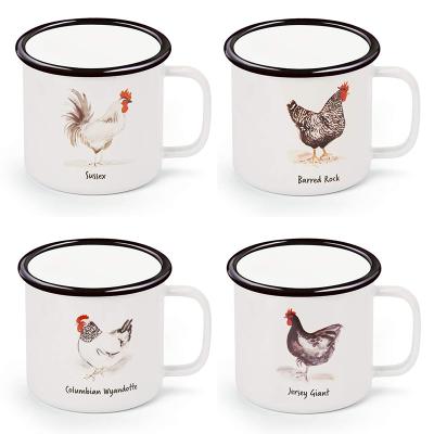 China 10oz Small Viable Wholesale Sublimation Printing Metal Enamel White Custom Coffee Mug for sale