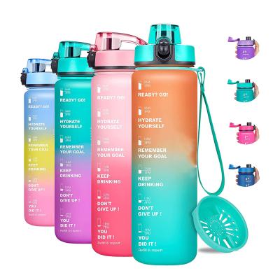 China Fashionable Motivational Leakproof 32oz Fast Flow Water Bottle With Time Marker And Removable Strainer for sale