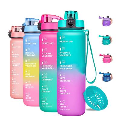 China Viable BPA Free and Frosted PETG 32oz Fitness Sports Gym Plastic Water Bottle with Leak Proof Flip Top Lid for sale