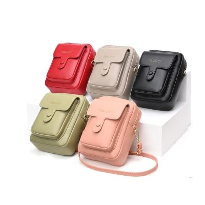 China Lady Women Crossbody Handbag Leather Cell Phone Holder PU Shoulder Purse Phone Bag Wallet for sale