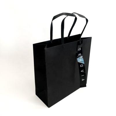 China Recycled Materials Factory Wholesale Cheap Black Raw Matt Laminated Gift Paper Bag With Handle for sale