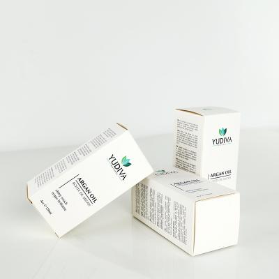 China Recycled Materials Customized Logo White Essential Oil Packaging Cartons Folding Cardboard Paper Boxes For Medicine Cosmetic Packaging for sale