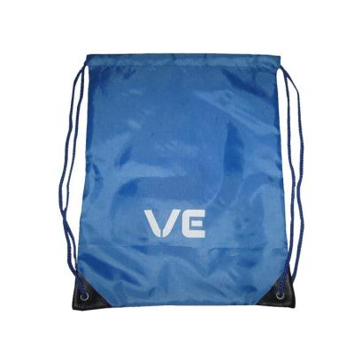 China Blue 210D Polyester Backpack Drawstring Bag Polyester Drawstring Zipper Bag With Logo Printing Custom Made for sale