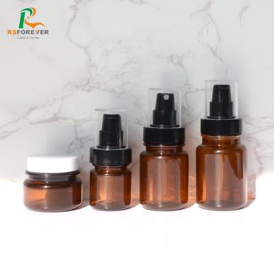 China Brown Essential Oil Round Cosmetic Plastic Cosmetic Bottle and Jar 1ml 2ml 3ml 5ml 10ml 15ml 20ml 30ml 50ml 100ml for sale