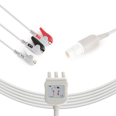 China Hosiptal Consuables Dragerr Compatible PM8010 / PM8014 3 Leads ECG Cable , AHA Clip ECG Cable for sale