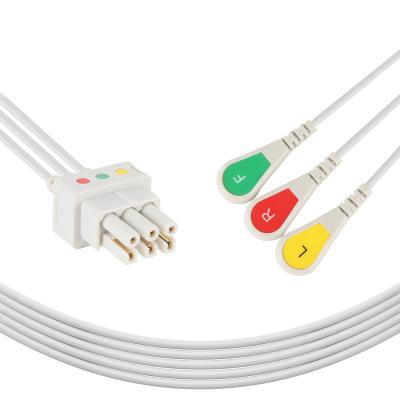 China Hosiptal Consuables Medical Accessories Compatible with GE Datex Integrated Leads (DX300 Series) 545327 ECG Lead, 3 Lead Snap IEC ECG Cable for sale