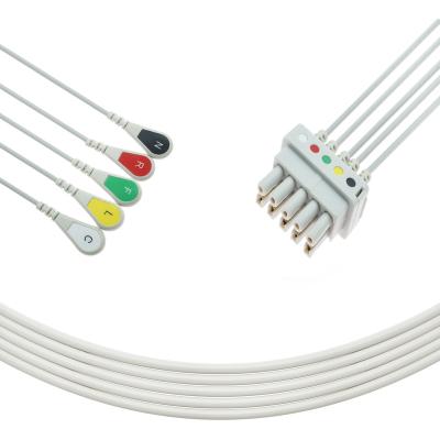 China Hosiptal Consuables Hospital Use Compatible With GE Healthcare Pro 1000 / Procare B40 ECG Wire , 5 Lead Snap IEC ECG Cable for sale