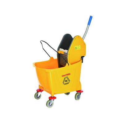 China 25L/32L workable down press mop bucket with wringer broom stick position broom with flat mop bucket mop for sale