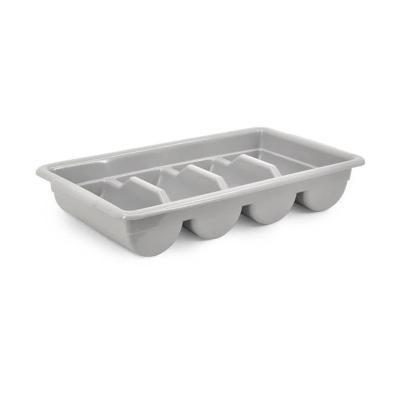 China Cutlery Box Kitchenware 4 Compartment Viable Commercial Cutlery Plastic Seamless Portable Flatware Display Organizer Trolley Bin for sale