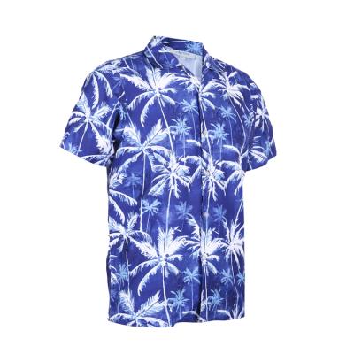 China / Cheap Coconut Palm Printed Mens Beach Shirts 100 Polyester Hawaiian Shirts Wholesale Price For Swimming Wear for sale