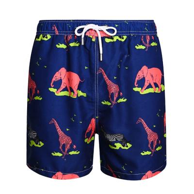 China Custom Breathable Elephant And Giraffe Animal Cartoon Print Quick Dry Short Men Beach Breathable Shorts for sale