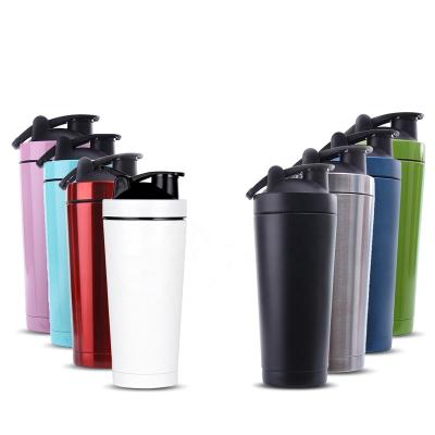 China Sustainable High Quality 25oz Gym Sports Double Wall Insulated Stainless Steel Shaker Protein Mixing Water Bottle for sale