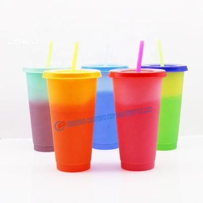 China 2019 Stored New Design PP Magic Plastic Color Changing Coffee Cold Tumbler Cold Drink Cup for sale