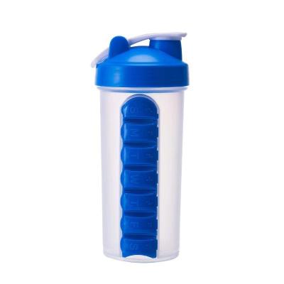 China Gym Viable Plastic Bottle CHUFENG Custom LOGO With Pill Case Sports Combine Organizer Daily Blend Bottle Protein Shaker for sale