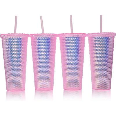 China 2022 Sustainable Plastic Water Bottle Double Wall Reusable Acrylic Cold Pineapple Studded Ice Tumbler 2022 for sale