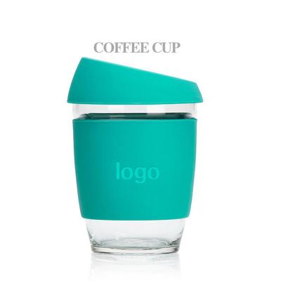 China Viable Hot Selling Business Gift High Borosilicate Glass Water Bottle Coffee Mug With Silicone Cover for sale