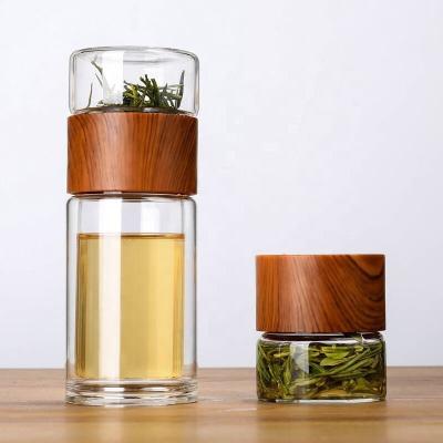 China Best Viable Merchant Products Tea Infuse Bottles and Wooden Glass Water Bottle 2021 for sale