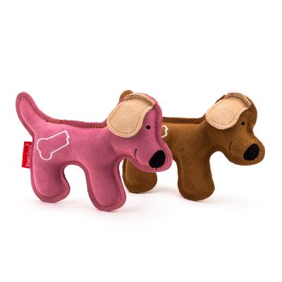 China New Style Suede Pure Leather Dog Bite Resistant Teether Small And Medium Size No Stuffing Squeaky Leather Toy for sale