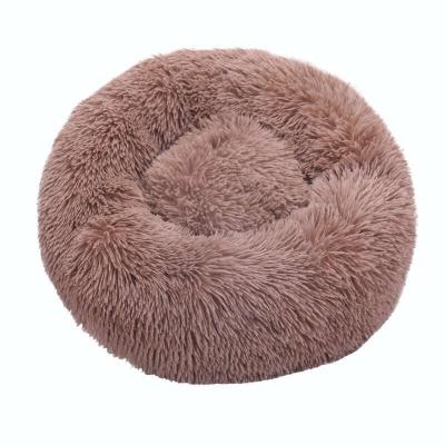 China Medium Round Dog Bed Donut Plush Travel Dog Kitten Nest House Sofa Cushion Bed for Small Anti-stress Cat Cushion Pet Soft Sleeping for sale