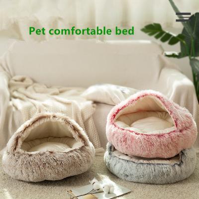 China Winter Warm Dog Shell Nest Soft Luxury Plush Multi Colors Pet Stocked Cat Cushion Bed for sale