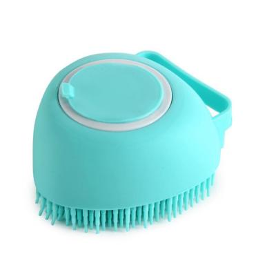 China Soft Silicone Stocked Stuffed Cat Dog Bath Brush Comb Scrubber Shampoo Dispenser for Pet Deshedding Wash Grooming for sale