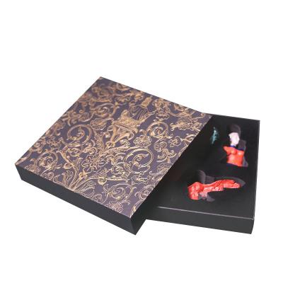 China Recycled Materials Custom Printed Bronze Gift Box Packaging Lid Box With For Clay Figurine Craft Gift Sculpture Toy With Gold Rigid Boxes 500pcs for sale