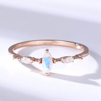 China Simple Style Moonstone Ring Ring Sterling Zircon Moonstone Ring Simple Stone Moonstone Ring Wholesale Jewelry Light Blue Style for sale