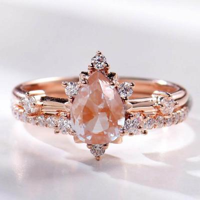 China Women's Engagement Rings Moonstone Ring Water Droplets Moonstone Ring Rose Gold Engagement Ring Luxury for sale