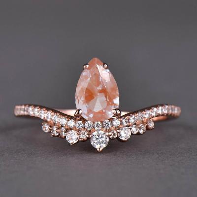 China Oval Shape Moonstone Ring Womens Dainty Moonstone Wedding Gather Oval Shape Moonstone Ring Rose Gold Moonstone Ring for sale