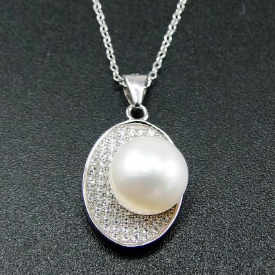 China Hot Selling Luxury Opening Zircon Pearl Necklace Gift For Girls Sun Pearl Necklace Opening Zircon Freshwater Pearl Necklace for sale