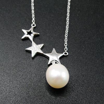 China Three Stars Bead Necklace Light New Fashion Luxury Three Stars Bead Necklace Natural Pearl 925 Sterling Silver Necklace for sale