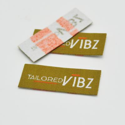 China New Design Brand Logo Iron On Heat Press Sustainable Custom Woven Neck Labels For Garment And Skullcap for sale