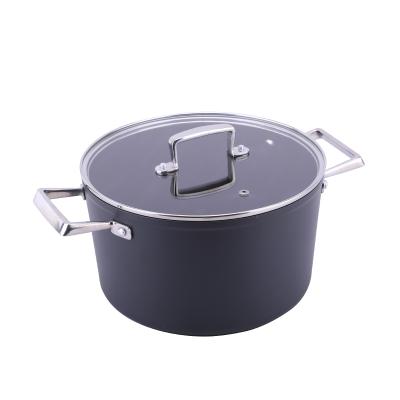 China Viable Stocked 3 Layers PEEK Non-Stick Liner Stainless Steel Inner Handle Forged Aluminum Casserole for sale