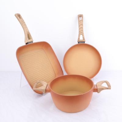 China Sustainable Amercook Terracotta Household Kitchen Pots and Pans Non-Stick Cookware Set Cooking Aluminum Pot Pots Sets Cooking for sale