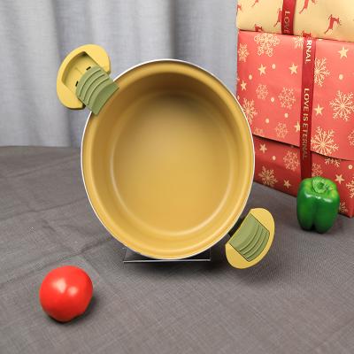 China Sustainable Wholesale New Design Fashion Green Low Pressure Pot Soup Pot With Handle for sale