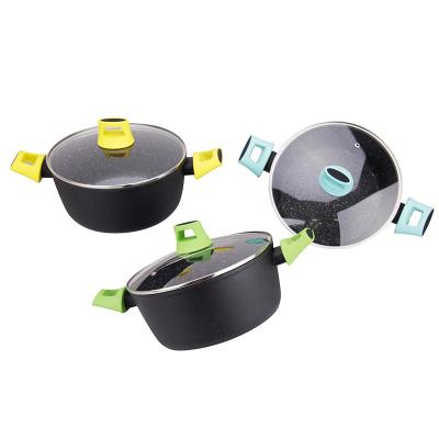 China Sustainable 24cm FORGED Aluminum Deep Fryer Saute Pan With Two Handles Non Stick Soup Pot for sale